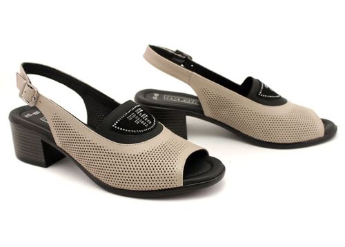 Дамски сандали от естествена кожа в цвят визон - Модел 815.