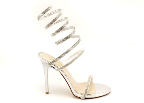 Дамски, официални сандали в сребристо - Модел Изабела.