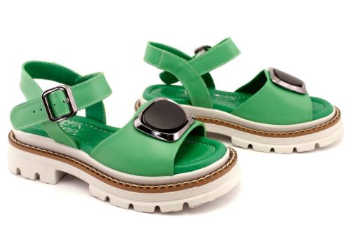 Дамски сандали от естествена кожа в зелено - Модел Диана.