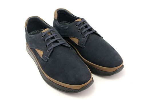 Мъжки, ежедневни обувки в тъмно синьо - Модел Амадео.
