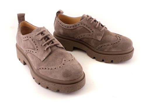 Дамски, ежедневни обувки от естествен велур във визонено - Модел Елизабет