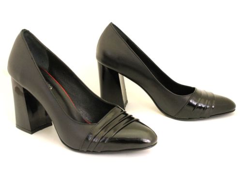 Pantofi formali dama din piele naturala si lac negru - ModelMika