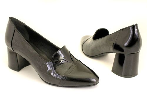 Дамски официални обувки от естествен лак в черно - Модел Алексис.