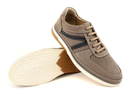 Мъжки ежедневни летни обувки от естествен набук в сиво - Модел Идалго.