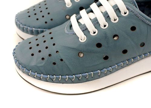 Дамски меки летни обувки от естествена кожа в дънково синьо - Модел Самира.