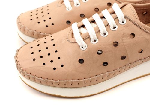 Дамски меки летни обувки от естествена кожа в розово - Модел Самира.