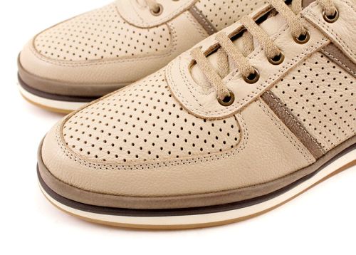 Мъжки ежедневни летни обувки от естествена кожа в бежово - Модел Атила.