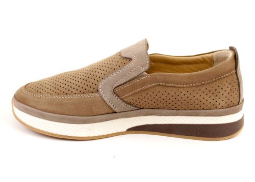 Мъжки ежедневни летни обувки от естествен набук във визонено - Модел Кубрат.
