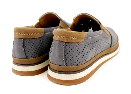 Мъжки ежедневни летни обувки от естествен набук в дънково синьо - Модел Вокил.
