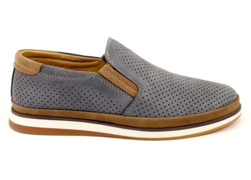Мъжки ежедневни летни обувки от естествен набук в дънково синьо - Модел Вокил.