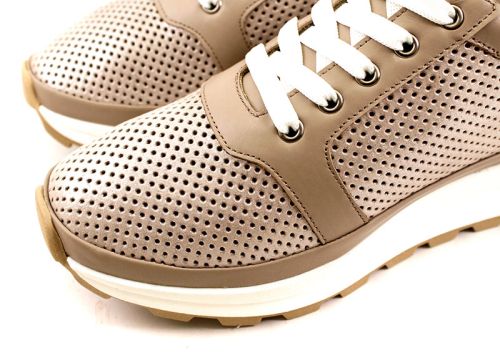 Дамски спортни летни обувки от естествена кожа във визонено - Модел Вероника.