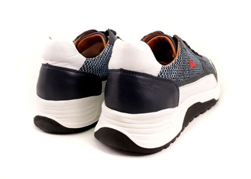 Мъжки спортни обувки от естествена кожа в дънково синьо - Модел Аделин