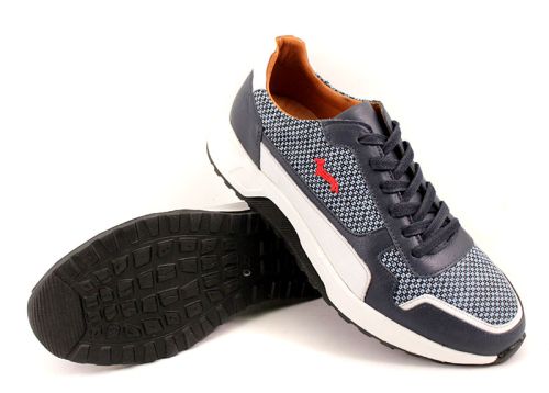 Мъжки спортни обувки от естествена кожа в дънково синьо - Модел Аделин