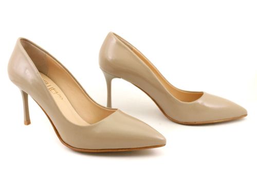 Дамски официални обувки от естествен лак във визонено - Модел Амалия.