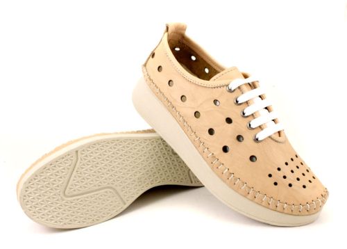 Дамски меки летни обувки от естествена кожа в бежово - Модел Самира.