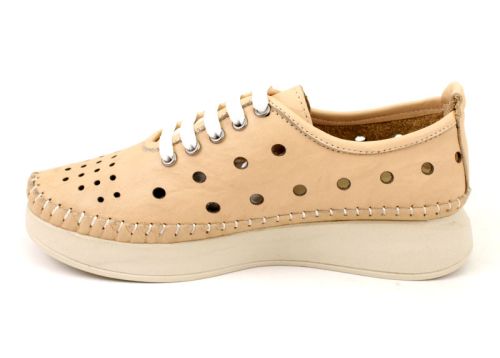 Дамски меки летни обувки от естествена кожа в бежово - Модел Самира.