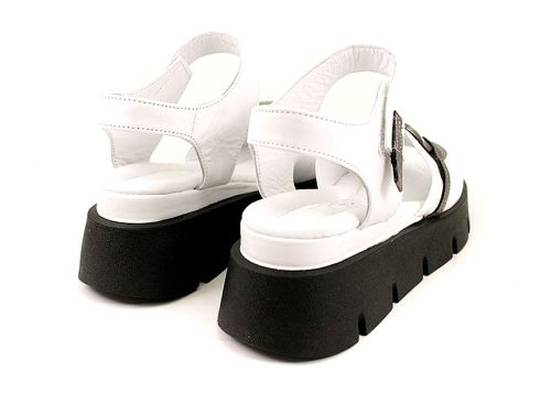 Дамски сандали в бяло - Модел Бийонсе