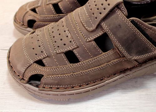 Мъжки сандали от естествена кожа в кафяво - модел Юри