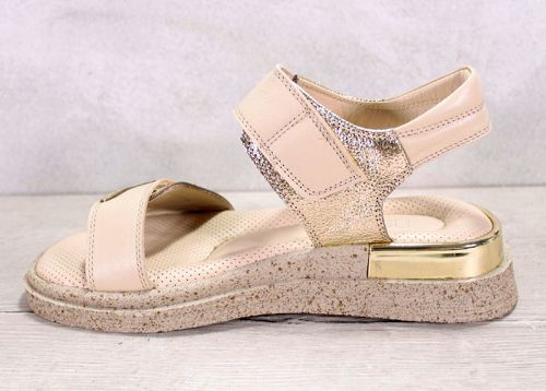 Дамски сандали от естествена кожа в бежово и златисто - модел Сузана
