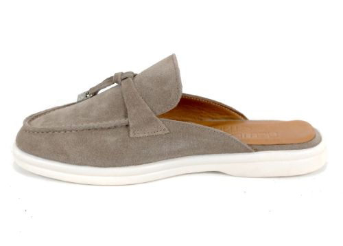 Дамски велурени мокасини Duna Beige с отворен гръб