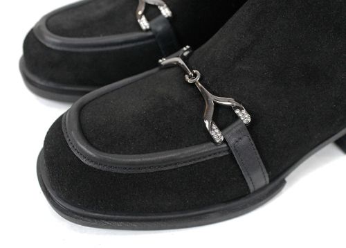 Дамски боти Eleganza от естествен черен велур