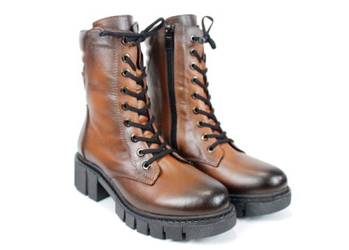 Дамски кубинки Linea Ombra от естествена кожа – светло кафяви