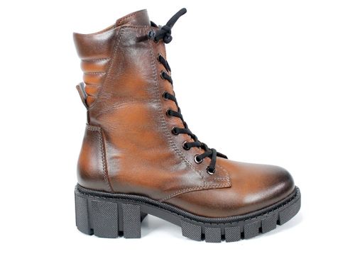 Дамски кубинки Linea Ombra от естествена кожа – светло кафяви