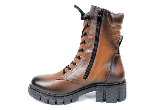 Дамски кубинки Linea Ombra от естествена кожа – светло кафяви