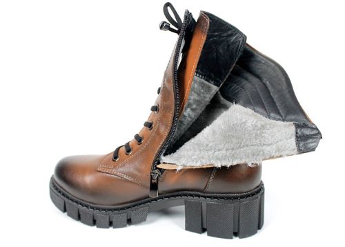 Дамски кубинки Linea Ombra от естествена кожа – светло кафяви