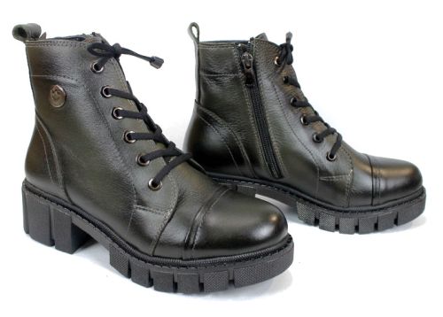 дамски кубинки Forte Ombra естествена кожа със състарен ефект и топъл хастар