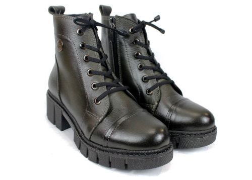 дамски кубинки Forte Ombra естествена кожа със състарен ефект и топъл хастар