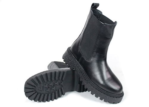 дамски боти Terra Velluto естествена кожа черни с дебело зимно ходило