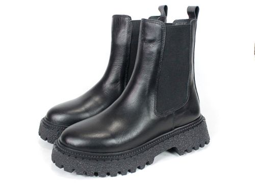 дамски боти Terra Velluto естествена кожа черни с дебело зимно ходило