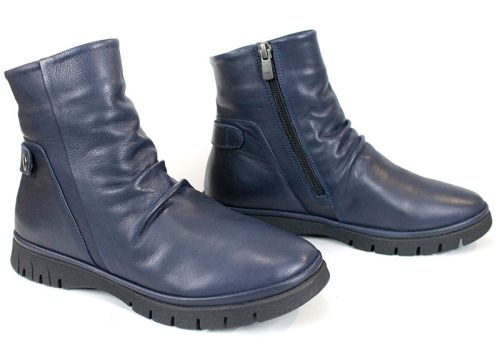 дамски боти Lina Arte естествена кожа тъмносини