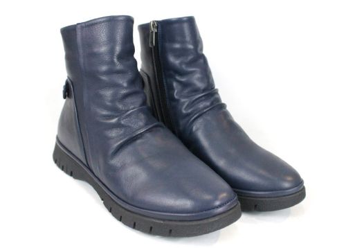 дамски боти Lina Arte естествена кожа тъмносини