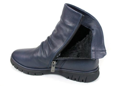 дамски боти Lina Arte естествена кожа тъмносини