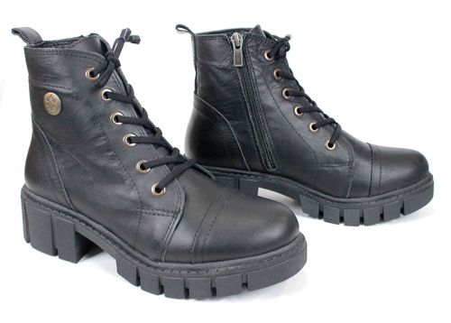 дамски ниски боти Forte Ombra естествена кожа черни