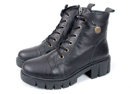 дамски ниски боти Forte Ombra естествена кожа черни