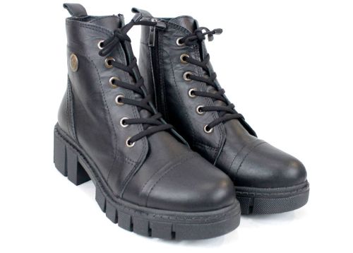 дамски ниски боти Forte Ombra естествена кожа черни