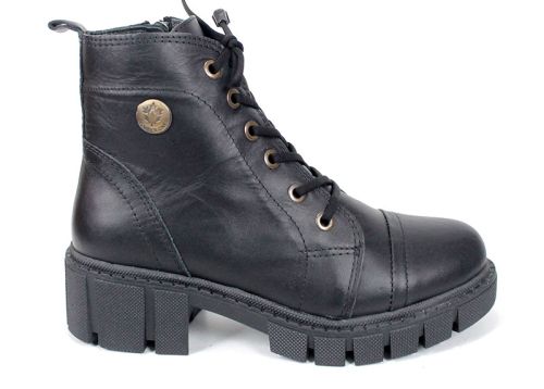 дамски ниски боти Forte Ombra естествена кожа черни