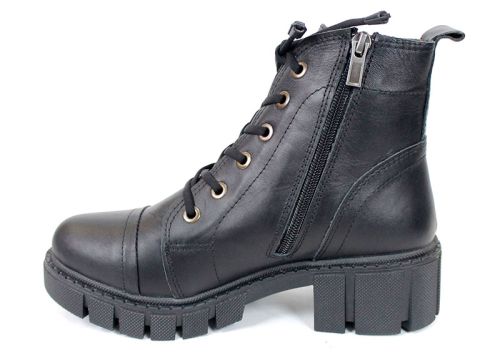 дамски ниски боти Forte Ombra естествена кожа черни