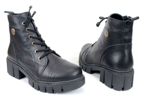 дамски ниски боти Forte Ombra естествена кожа черни