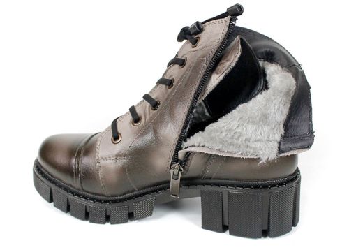 дамски ниски боти Forte Ombra естествена кожа визон