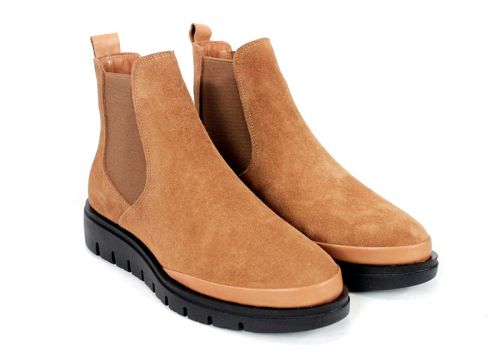 Дамски боти Lumea – светло кафяв естествен велур