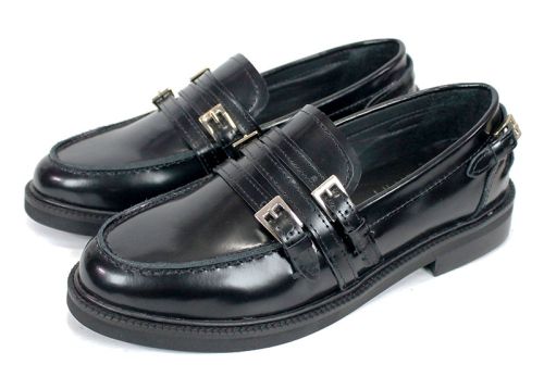 дамски обувки Nobile Passo черна естествена кожа лоуфър