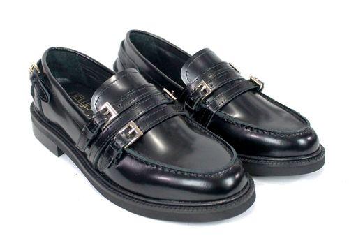 дамски обувки Nobile Passo черна естествена кожа лоуфър