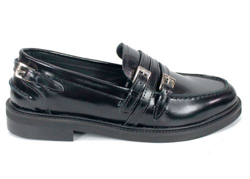 дамски обувки Nobile Passo черна естествена кожа лоуфър