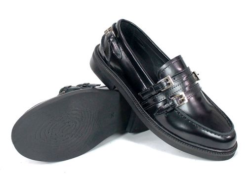 дамски обувки Nobile Passo черна естествена кожа лоуфър