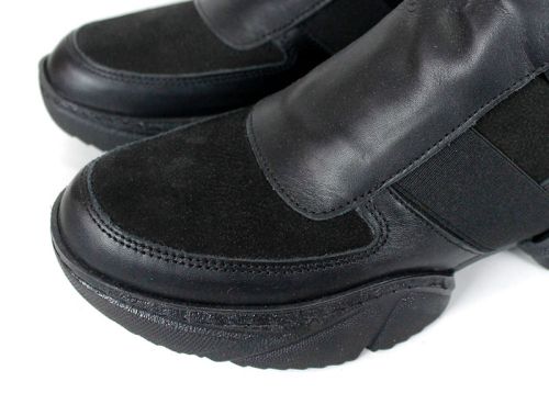 Дамски боти Stella Move от естествена кожа и велур, черни