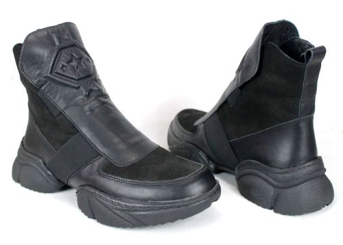 Дамски боти Stella Move от естествена кожа и велур, черни